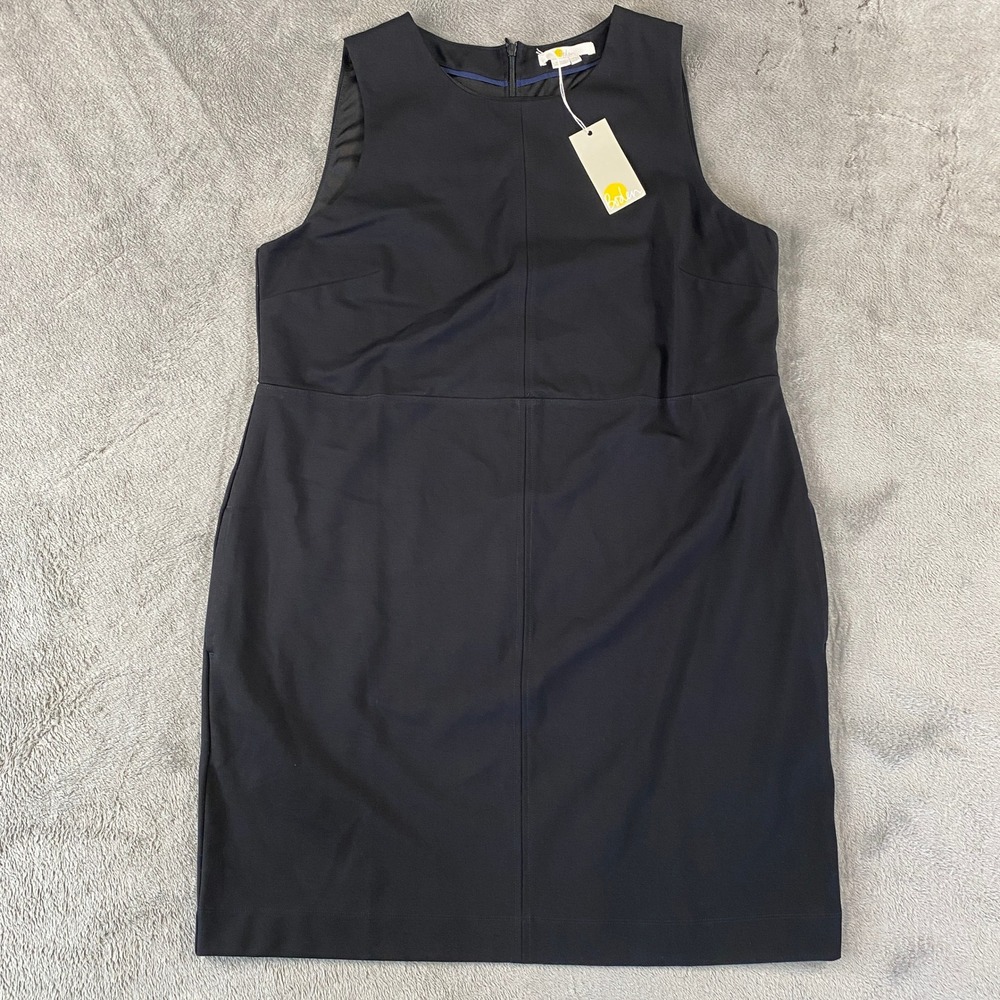 Boden Shift Dress Womens 12 Black Sleeveless Pocket Professional LBD Office Goth